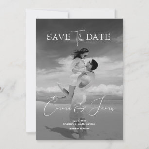 Moderne elegante Graustufen-Hochzeitsfotografie Save The Date