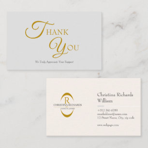 Moderne, elegante Gray and Gold Dankeschön Card Visitenkarte