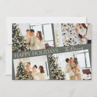 Moderne elegante Green Collage Weihnachtskarte Dankeskarte