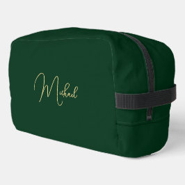 Moderne elegante Green Gold Monogram Travel Cosmet Waschbeutel