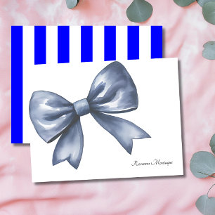 Moderne elegante große blaue Schleife Dankeskarte Mitteilungskarte