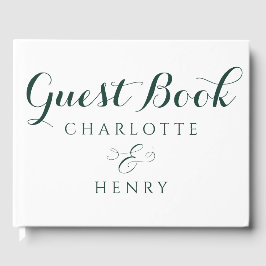 Moderne, elegante Grün- und Weiße Hochzeit Gästebuch