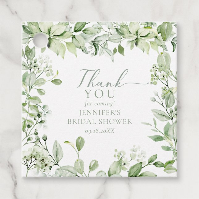 Moderne Elegante Grüne gefaltet Danke Geschenkanhänger (Vorderseite)