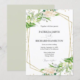 Moderne elegante grüne geometrische Hochzeit Einladung