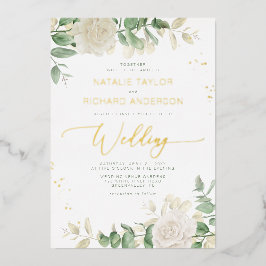 Moderne Elegante Grüne Hochzeit Folieneinladung