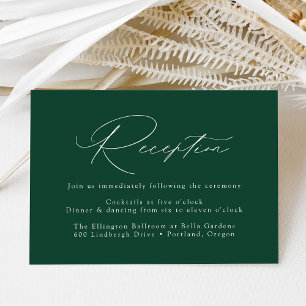 Moderne elegante grüne Hochzeitsempfangsfeier Begleitkarte