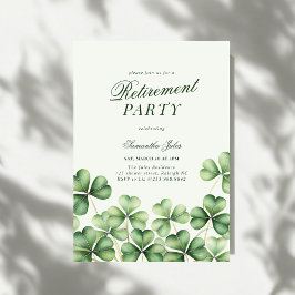 Moderne elegante grüne Kleeblatt-Ruhestandsfeier Einladung