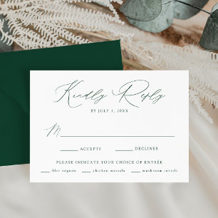 Moderne elegante grüne Mahlzeiten-Auswahl-Hochzeit RSVP Karte