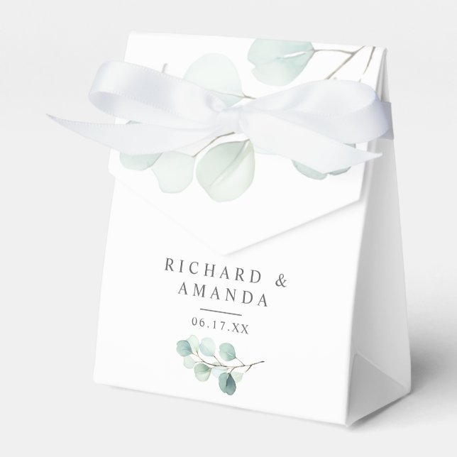 Moderne Elegante Grüne Minimalistische Hochzeit Geschenkschachtel (Vorderseite)