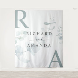 Moderne Elegante Grüne Minimalistische Hochzeit Wandteppich