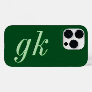 Moderne elegante grüne Monogramm-Initialen Case-Mate iPhone 14 Pro Hülle