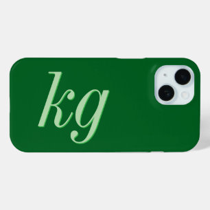 Moderne elegante grüne Monogramm-Initialen Case-Mate iPhone Hülle