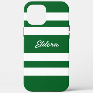 Moderne elegante grüne Streifen Name iPhone iPad H Case-Mate iPhone Hülle