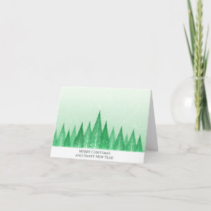 Moderne elegante grüne Winterbäume Weihnachtskarte Karte