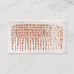 Moderne Elegante Haar Salon Rose Gold Sequins Comb Visitenkarte