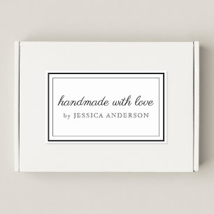 Moderne elegante Handarbeit mit Liebe Produktlogo Rechteckiger Aufkleber