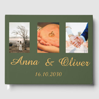 Moderne elegante handgeschriebene Foto-Hochzeitsle Gästebuch