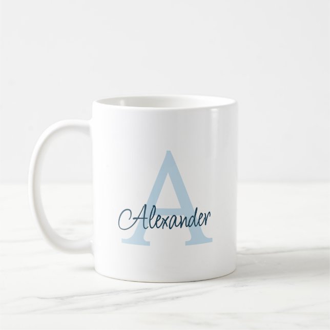 Moderne elegante handgeschriebene Schrift Monogram Kaffeetasse (Links)
