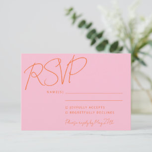 Moderne Elegante Handschrift Rosa Orangefarbene Ho RSVP Karte