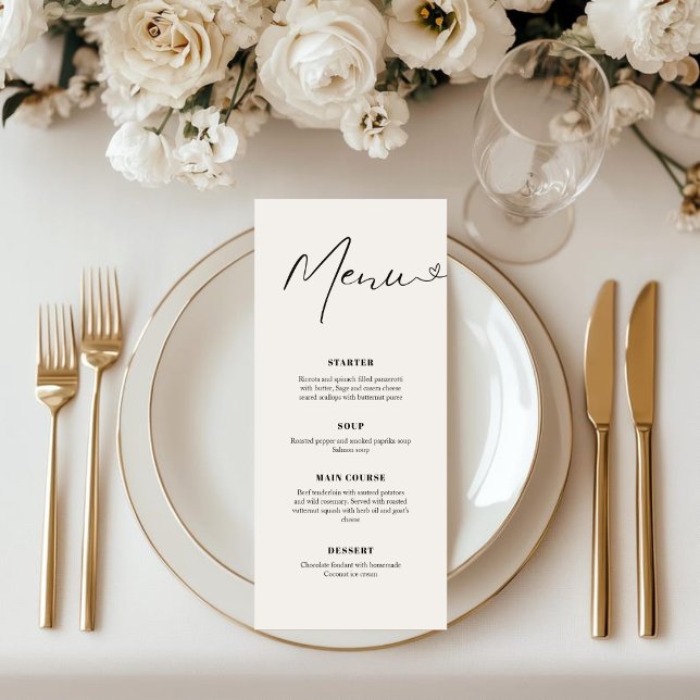 Moderne elegante handschriftliche Hochzeitsdinner  Menükarte (Von Creator hochgeladen)