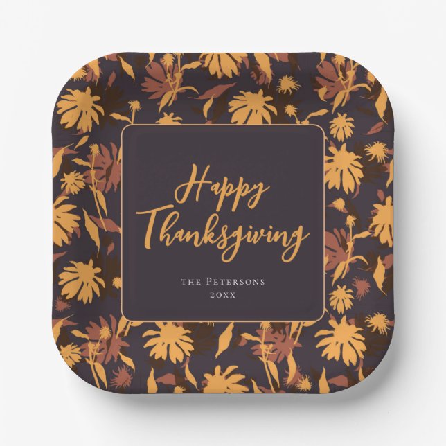 Moderne elegante Happy Thanksgiving-Kongressabgeor Pappteller (Vorderseite)