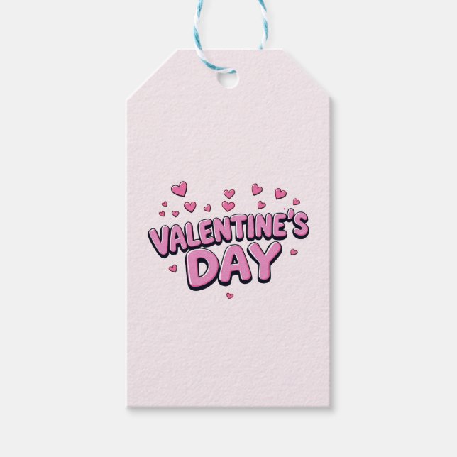 Moderne elegante Happy Valentine's Day Rosa Herzen Geschenkanhänger (Vorderseite)