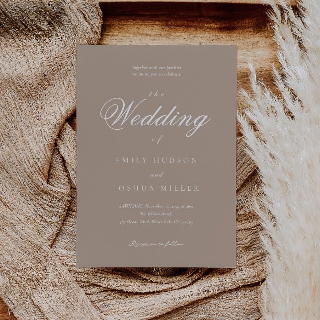 Moderne elegante hellbraune Hochzeit Einladung (Von Creator hochgeladen)