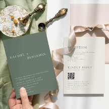 Moderne elegante hellgrüne Hochzeit 2-seitiger QR-