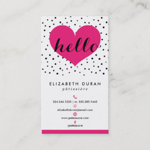 Moderne elegante hellrosa und schwarze Hello Heart Visitenkarte