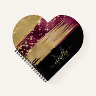 Moderne elegante Herzschrift mit Monogramm  Notizbuch