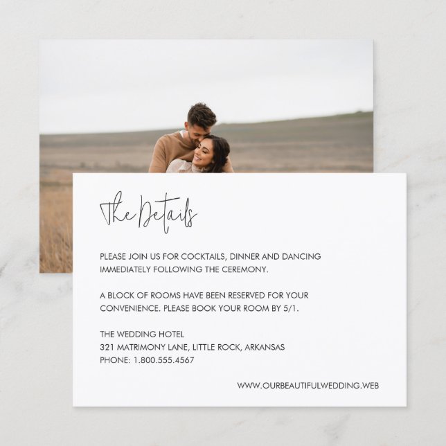 Moderne elegante Hochzeit Begleitkarte (Vorne/Hinten)