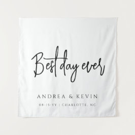 Moderne elegante Hochzeit Best Day Ever Willkommen Wandteppich