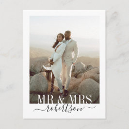 Moderne elegante Hochzeit Danke Postcard Postkarte