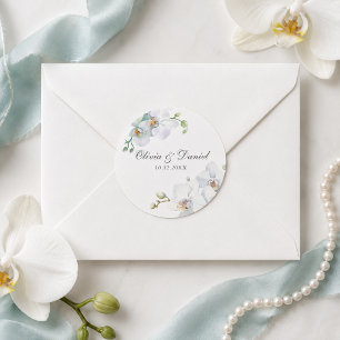 Moderne, elegante Hochzeit der Orchideen Runder Aufkleber