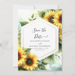 Moderne, elegante Hochzeit der Sonnenblumen Save The Date