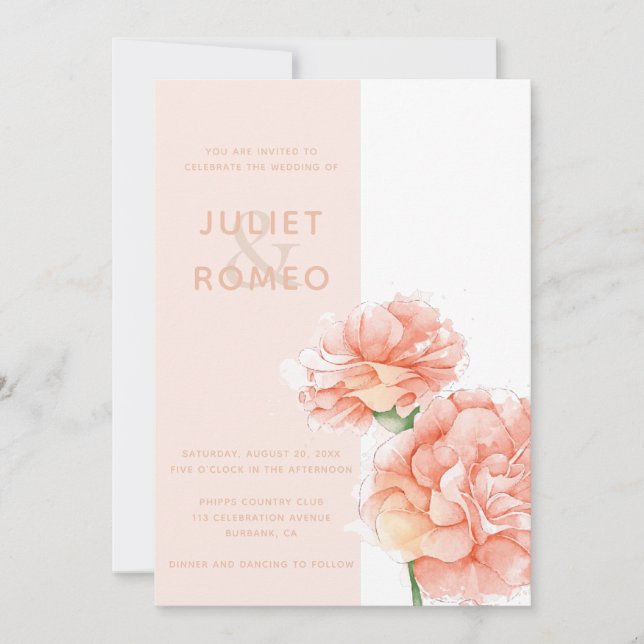 Moderne, elegante Hochzeit Einladung (Vorderseite)
