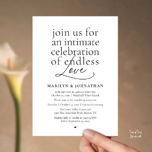 Moderne elegante Hochzeit, Endlose Liebe, Empfang Einladung