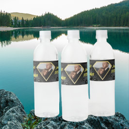 Moderne elegante Hochzeit Golden Diamant Wasserflaschenetikett