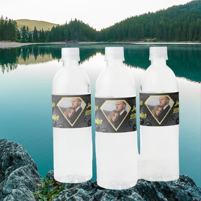 Moderne elegante Hochzeit Golden Diamant Wasserflaschenetikett (Von Creator hochgeladen)