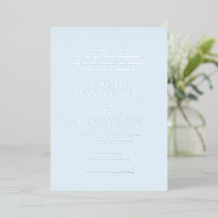 Moderne elegante Hochzeit in Pulverblau Folieneinladung