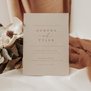 Moderne elegante Hochzeit in Tan Einladung