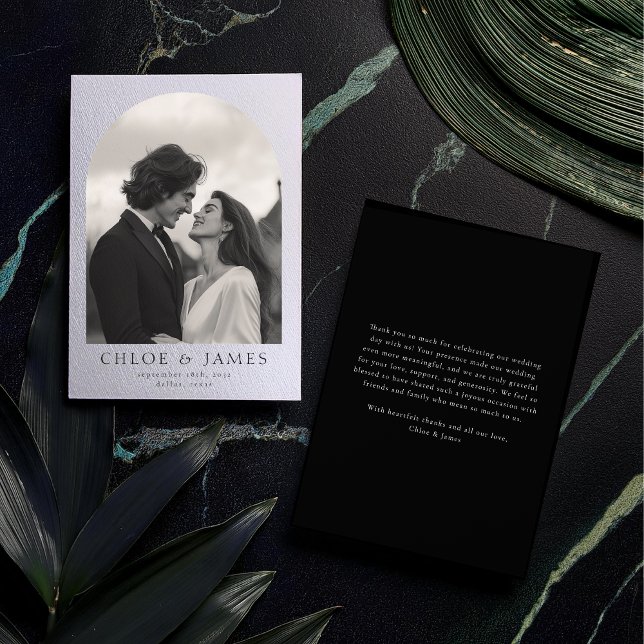 Moderne, elegante Hochzeit mit Foto Dankeskarte (Von Creator hochgeladen)