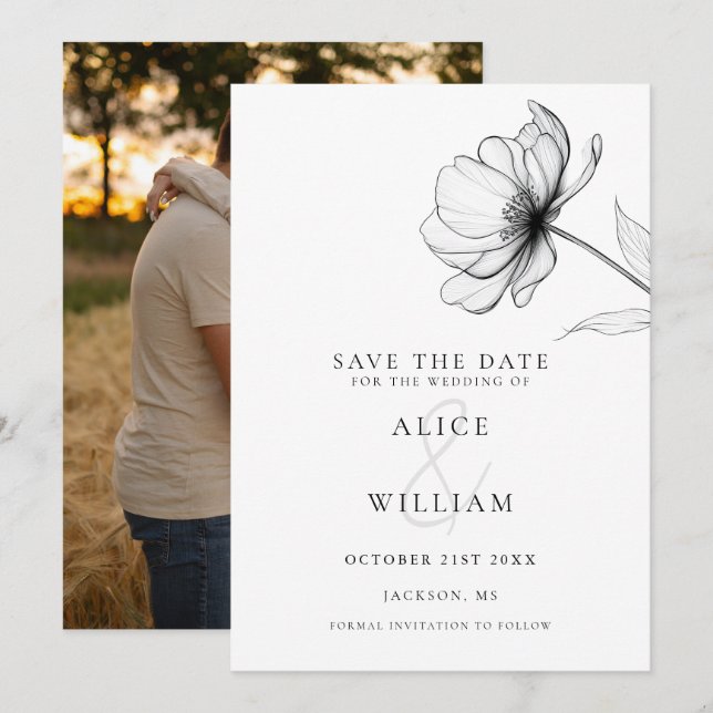Moderne elegante Hochzeit mit Minimalistischem Fot Save The Date (Vorne/Hinten)