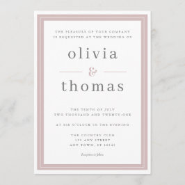 Moderne, elegante Hochzeit mit schlichtem Rosa Einladung