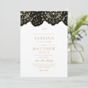 Moderne & elegante Hochzeit mit Spitze Einladung
