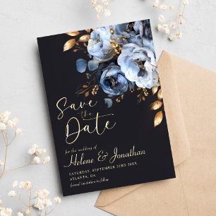 Moderne, elegante Hochzeit mit Wasser in Blau und Save The Date