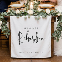 Moderne elegante Hochzeit Mr und Mrs Namens Willko Wandteppich