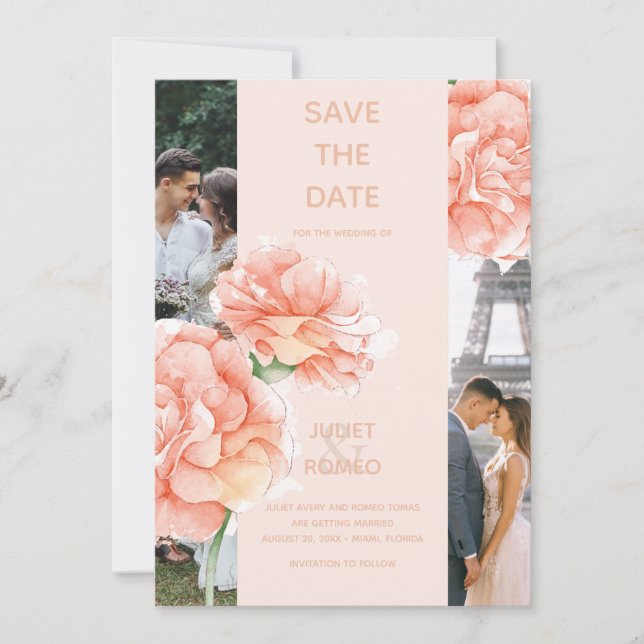 Moderne, elegante Hochzeit Save The Date (Vorderseite)
