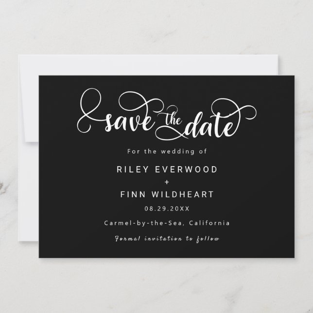 Moderne Elegante Hochzeit Save the Date (Vorderseite)