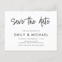 Moderne Elegante Hochzeit Save the Date Postkarte